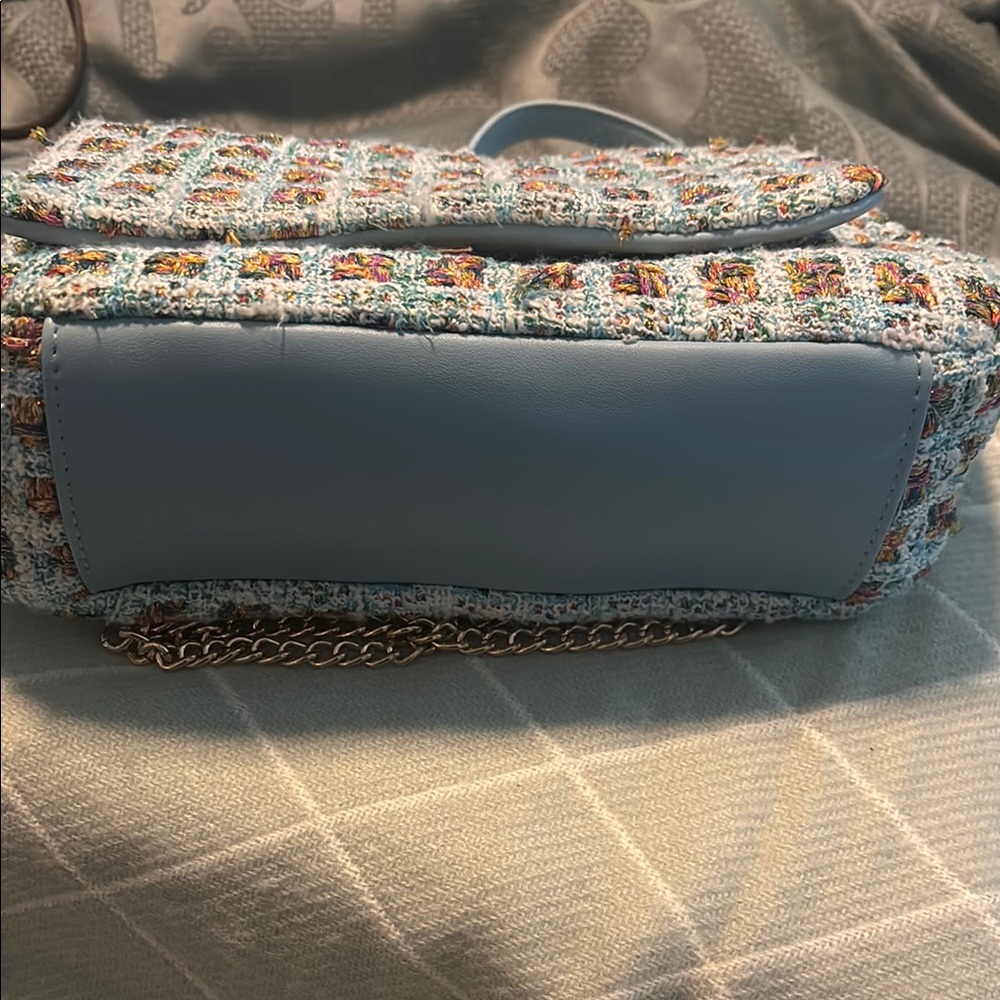 Urban Expressions Blue and Gold Tweed Shoulder Bag- Chanel Inspo - Picture 7 of 7